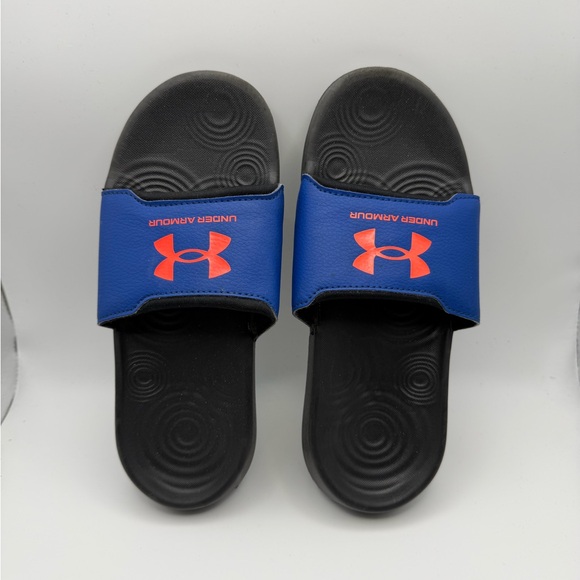 Under Armour Other - Under Armour Blue and Black Slides size 3Y